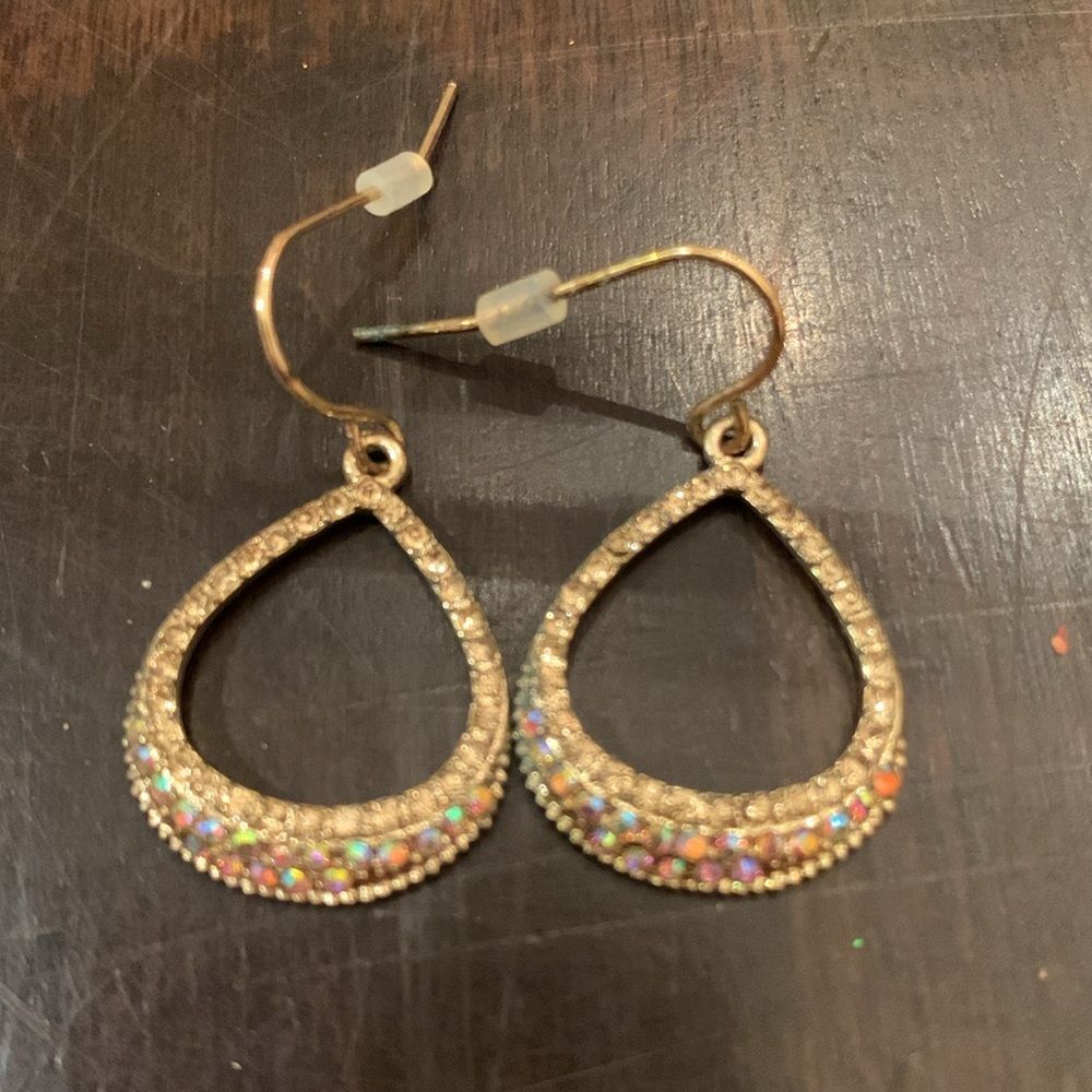 Sparkly open teardrop dangle earrings
